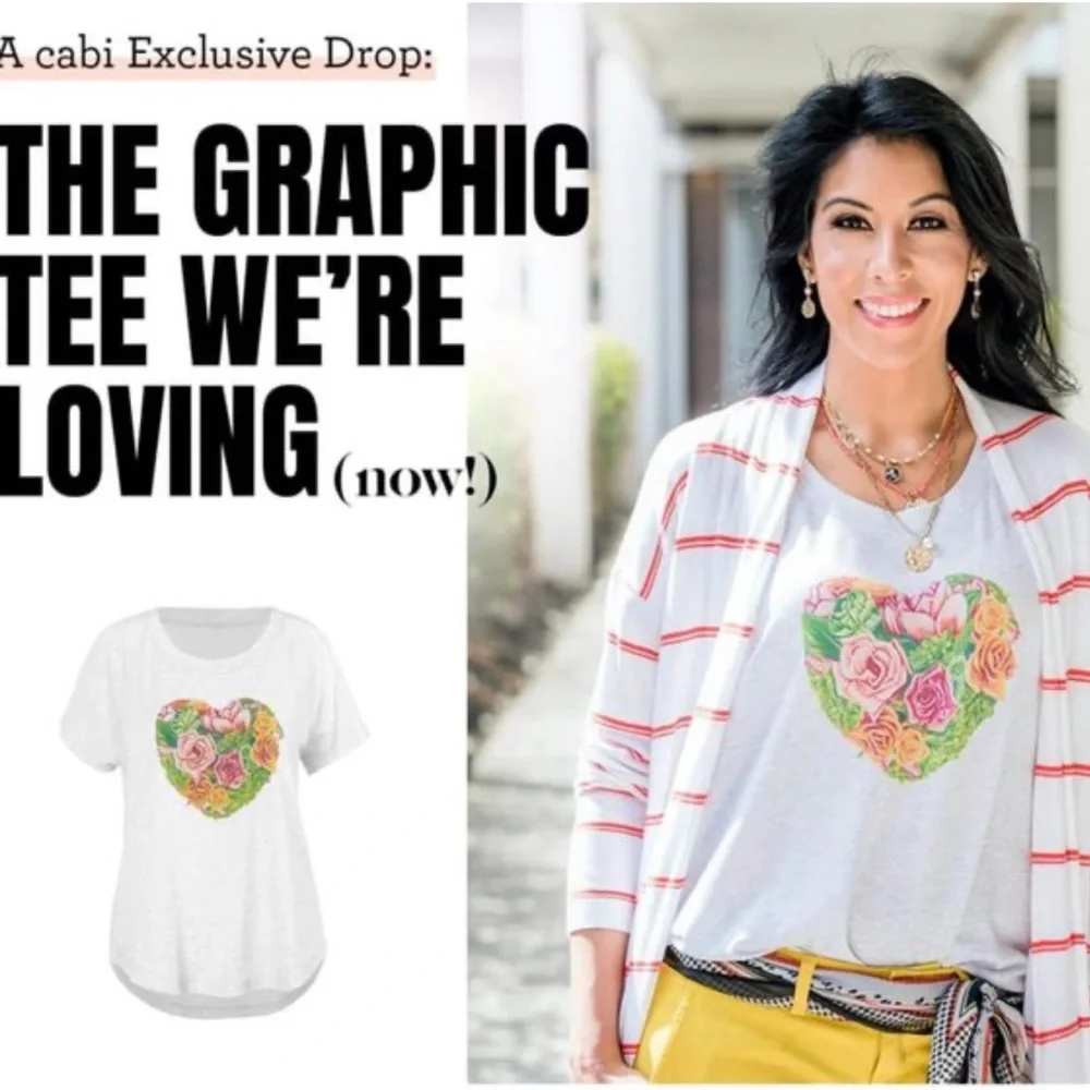 CAbi Botanicals Floral Heart Scoop Neck Short Sleeve T-shirt - Picture 4 of 10